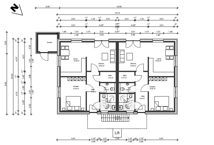 Grundriss EG - Wohnung kaufen in Apen - Balkon, Fahrstuhl, Neubau mit einem Höchstmaß an Sicherheit und Komfort KFW in Apen