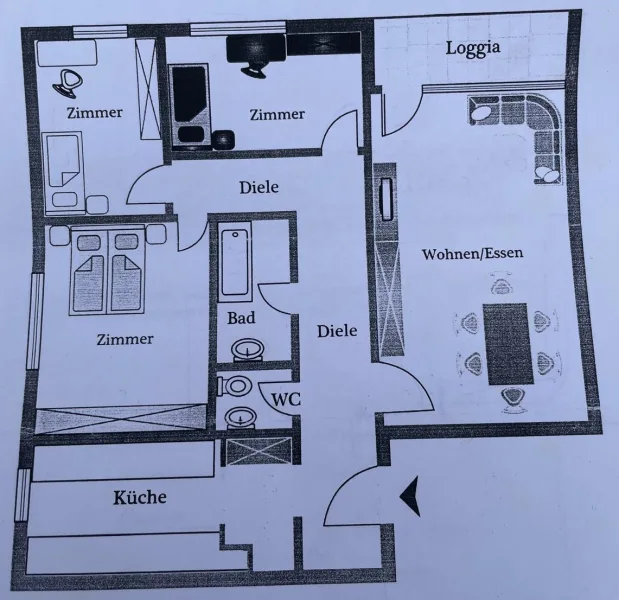 Grundriss - Wohnung kaufen in Maintal / Dörnigheim - Moderne 4-Zimmer-Wohnung mit atemberaubendem Skyline-Blick