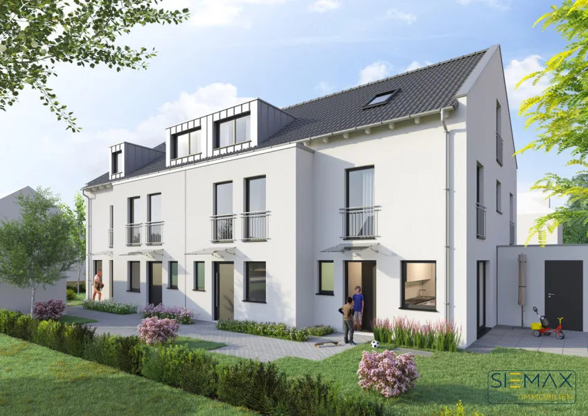 Terrassenseite - Haus kaufen in München / Feldmoching - Qualität - Funktion - Komfort! Daheim ankommenNeubau eines Reihenmittelhaus in Feldmoching