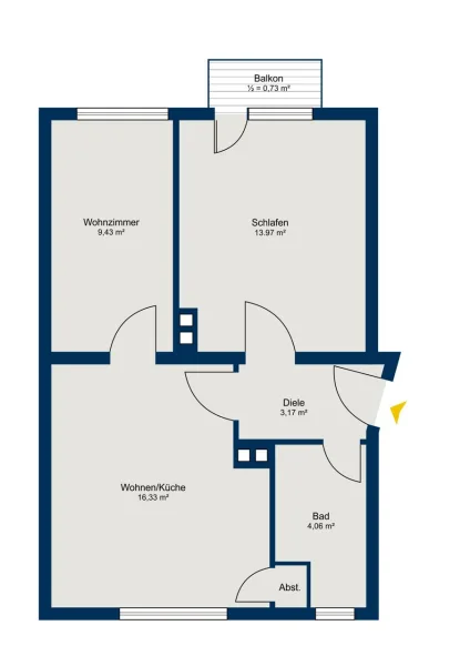 Grundriss - Wohnung kaufen in Augsburg / Göggingen - Schicke 2,5 Zi-Whg. in Göggingen zu verkaufen