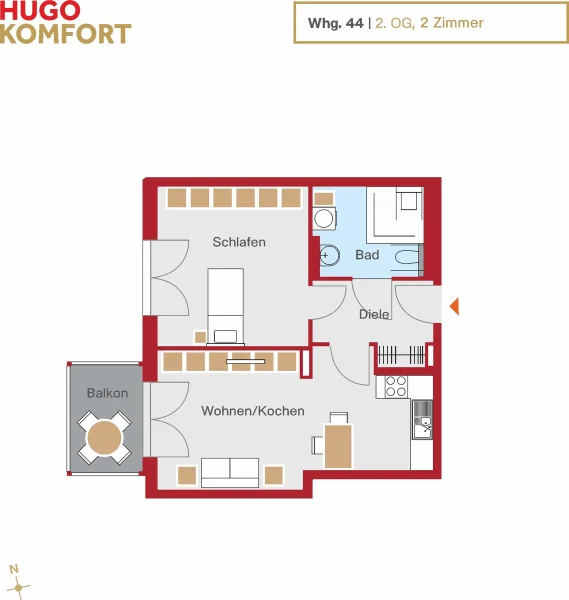 HUGO KOMFORT Grundriss Whg 44