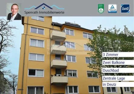 Ansicht - Wohnung kaufen in Köln - Provisionsfreie 3 Zimmer Wohnung , zwei Balkone in Zentraler Deutzer Lage