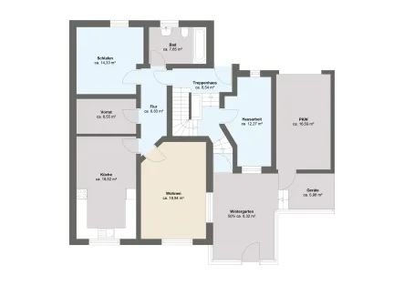 Wkbg - EG Wohnung 1 - Haus kaufen in Waldkraiburg - Großzügiges, modernisiertes ZFH mit Wintergarten, 3 Garagen und Garten
