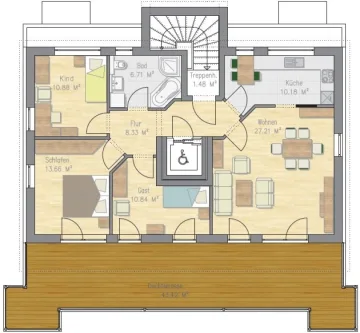 GR Penthouse - Wohnung kaufen in Waldkraiburg - Moderne 4 Zi. Penthouse-Wohnung mit gr. Dachterrasse, 2 TG- und 1 Außenstellpl.