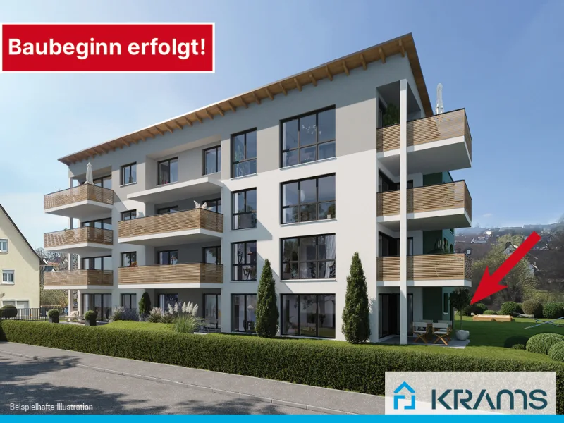 Beispielhafte Ansicht - Wohnung kaufen in Dußlingen - Neubau Familienwohnung mit eigenem, ca.  390 m² großen Garten in Dußlingen!