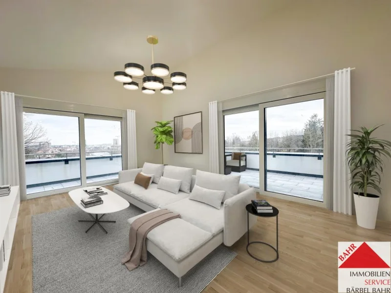 Einrichtungsbeispiel - Wohnung kaufen in Stuttgart - Wohntraum ON THE TOP: Moderne Einbauküche inklusive!