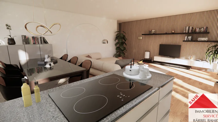 Küche mit Sicht Wohnbereich - Wohnung kaufen in Sindelfingen - Familienfreundliches Wohnen!