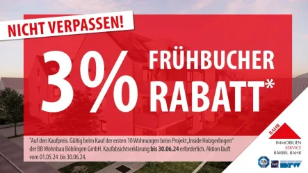Frühbucher-Rabatt - Wohnung kaufen in Holzgerlingen - Bauplatzbesichtigung am Sa., 11.5. von 13-14 Uhr und So., 12.5. von 10-11 Uhr in der Hintere Str. 18!