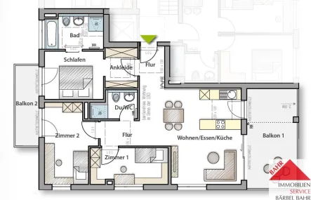 Grundriss 4-Zi.-Whg. - Wohnung mieten in Renningen - NEUBAU-ERSTBEZUG+++4 ZIMMER+++BARRIEREFREI NACH LBO § 35