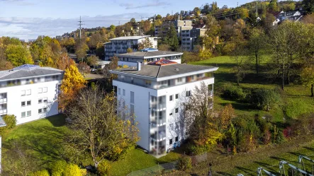 Luftaufnahme - Wohnung kaufen in Ravensburg - 2-Zimmer-Wohnung in schöner Lage von Ravensburg-Süd mit Aufzug, Tiefgarage und Balkon