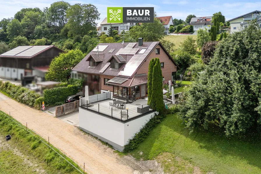 Luftaufnahme - Haus kaufen in Öpfingen - 360° I IM NATURPARADIES! Doppelhaushälfte in Öpfingen mit unverbaubarem Blick auf die Donau