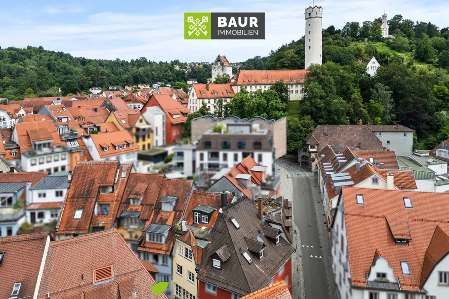 Luftaufnahme - Haus kaufen in Ravensburg - " Attraktives Wohn- und Geschäftshaus in der historischen Altstadt von Ravensburg