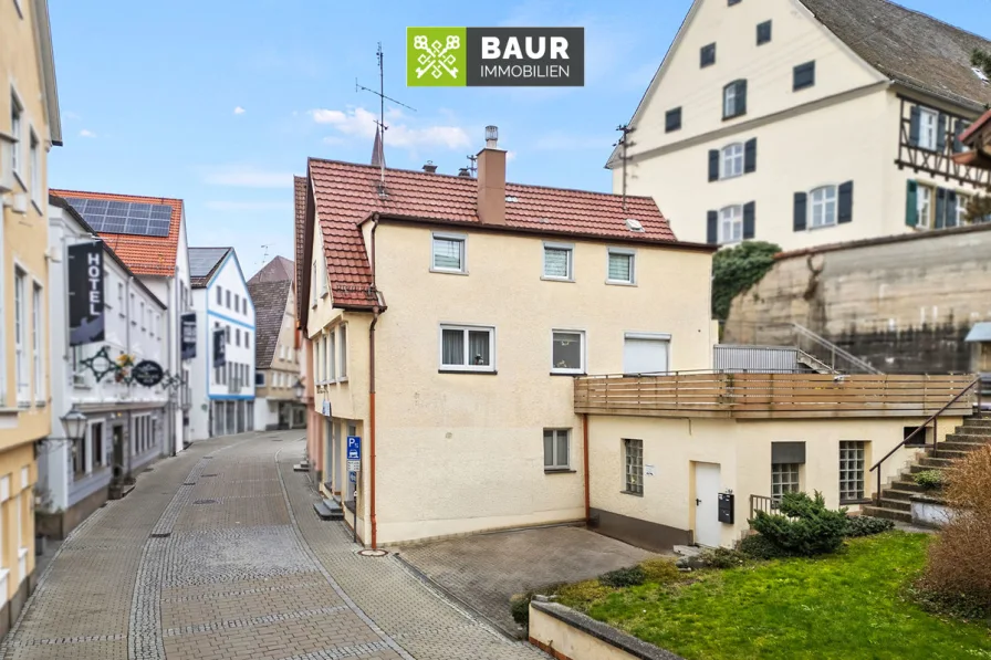 Luftaufnahme - Haus kaufen in Ehingen - Charmantes Wohn- und Geschäftshaus im Herzen der Altstadt von Ehingen