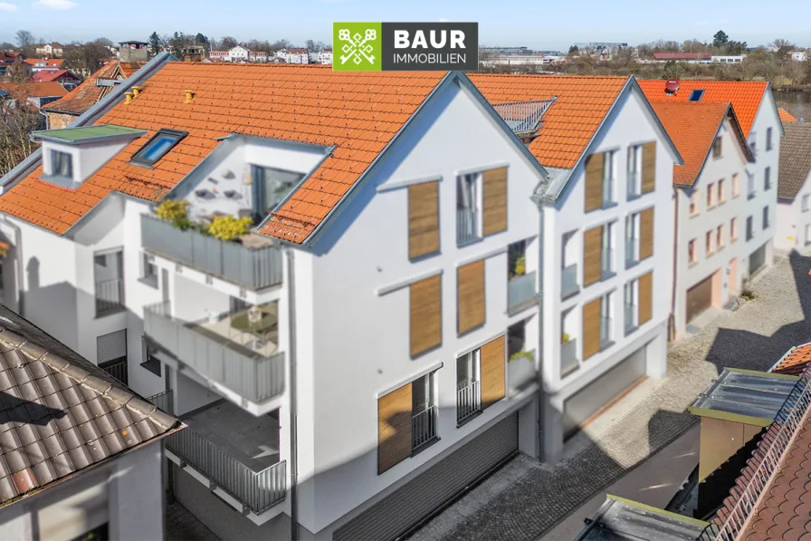 Luftaufnahme - Wohnung kaufen in Bad Waldsee - 360°|Bad Waldsee – Aufzugs versorgte 2-Zi.-Wohnung im Herzen der Altstadt mit Garagenstellplatz!