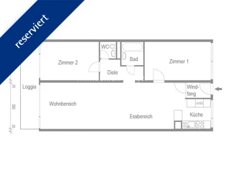 Grundriss - Wohnung kaufen in Heppenheim (Bergstraße) - R E S E R V I E R T ! Kurzfristig beziehbare, gepflegte Wohnung mit Südbalkon und Einzelgarage!