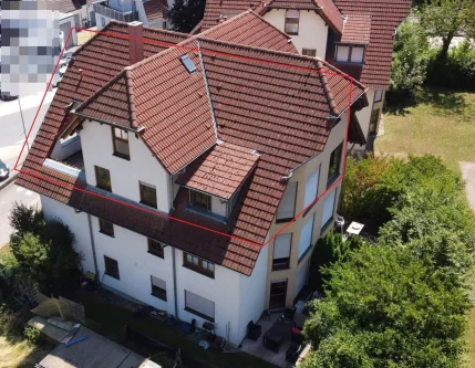 Gebäudeansicht Luftbild - Wohnung kaufen in Sinsheim - Moderne 4-Zimmer-Maisonette-Wohnung mit Loggia