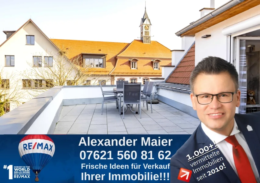 Titel DG - Wohnung kaufen in Teningen - Neuwertige DG-Wohnung mit Terrasse! im historischen Gebäude: Teningen zentral