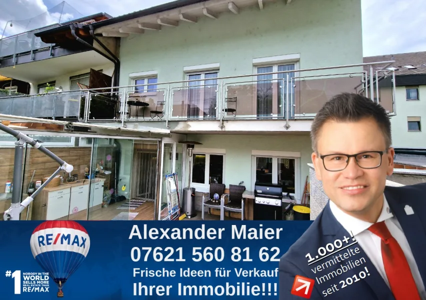 Titel - Wohnung kaufen in Lörrach - Wow! 5-Zi-LUXUS-Wohnung auf 3 Etagen: Wintergarten, Terrasse, Balkon zentral in Lörrach! ELW möglich