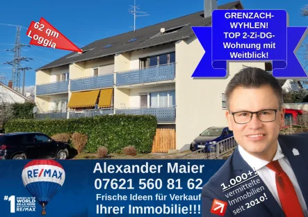 Titelbild - Wohnung kaufen in Grenzach-Wyhlen - Modernisierte 2-Zi-DG-Wohnung mit Loggia in Grenzach-Wyhlen Rührberg!