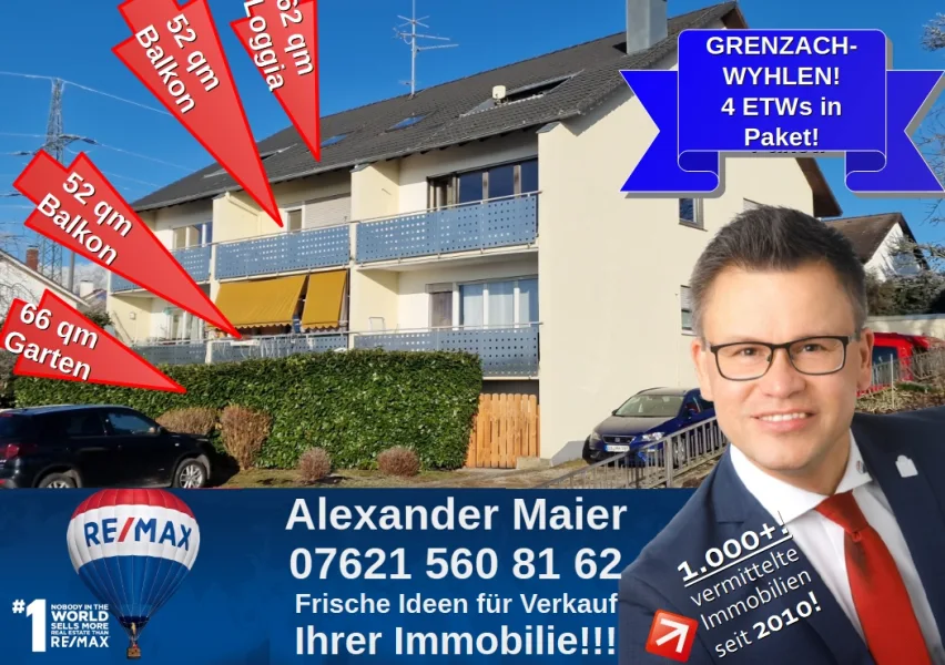 Paket Titel - Haus kaufen in Grenzach-Wyhlen - Exklusives Immobilienpaket: Vier Wohnungen in bevorzugter Lage von Grenzach-Wyhlen