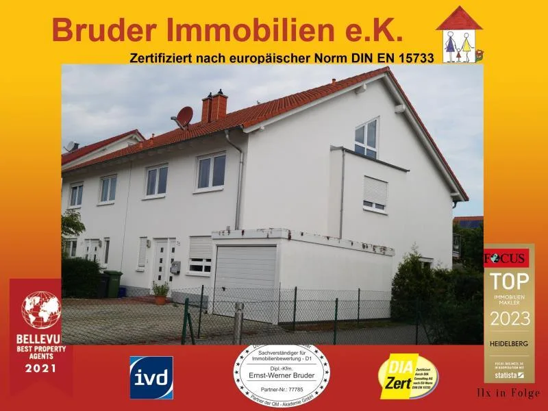 Fassade - Haus mieten in Walldorf - Walldorf: DHH, 7m breit,  sucht große Familie, riesiges Wohn-Esszimmer (60m²), 4 SZ, renoviert,