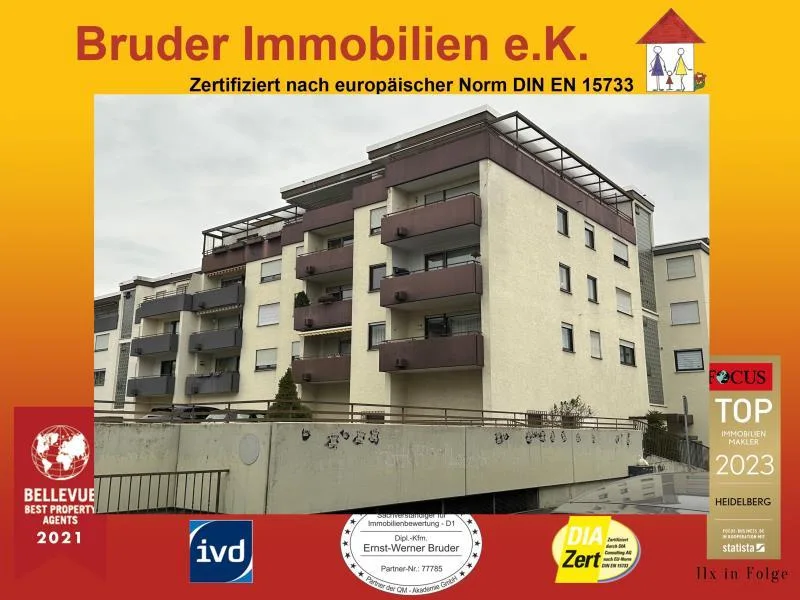 Fassade Mozartstr. 3 - Wohnung mieten in Walldorf - Walldorf: 4 ZKB, mit Balkon und TG-StPl,   im Zentrum, aber ruhig