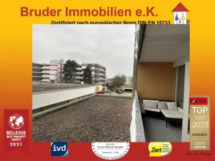 Blick vom Balkon - Wohnung kaufen in Heidelberg - HD-Rohrbach: OPEN-HOUSE 9.3.  11.00-11.30h,  1,5 ZKB, Balkon, Freibuger Str. 21, FREI, keine K-Prov