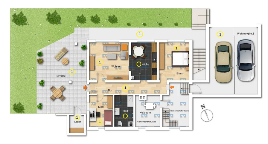 Grundriss - Wohnung Nr. 1