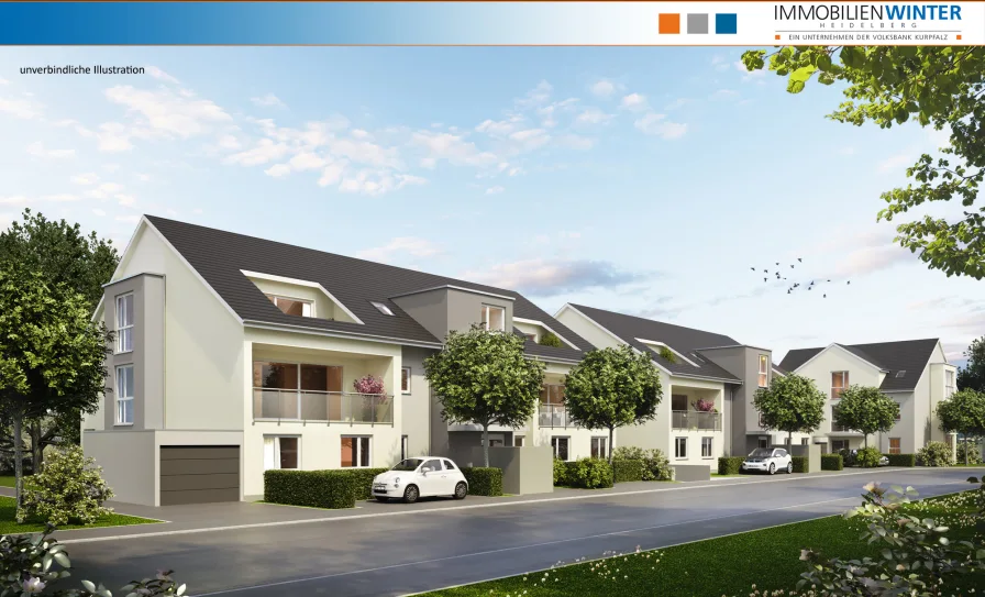 1_Außenvisualisierung - Wohnung kaufen in Edingen-Neckarhausen - Moderne Dachgeschosswohnung