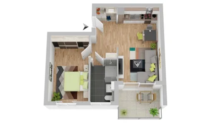 ETW_Färberstr_2_Zi - Wohnung kaufen in Mössingen - Ideale 2 Zi.-Wohnung -Neubau- in Mössingen; OG mit Balkon;Top Wohnung für Vermietung !