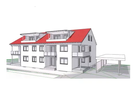 Hausansicht - Wohnung kaufen in Mössingen - 2 Zi.-EG-Wohnung -Neubau- in Mössingen; mit Terrasse und kl. Gartenanteil