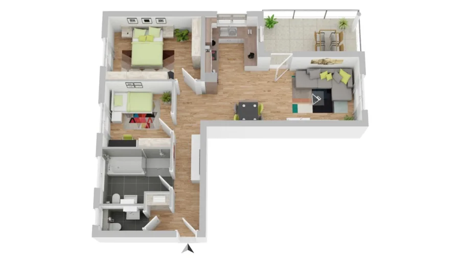 ETW_Färberstr_3_Zi_SW - Wohnung kaufen in Mössingen - 3,5 Zi.-EG-Wohnung -Neubau- in Mössingen; mit Terrasse und  Gartenanteil