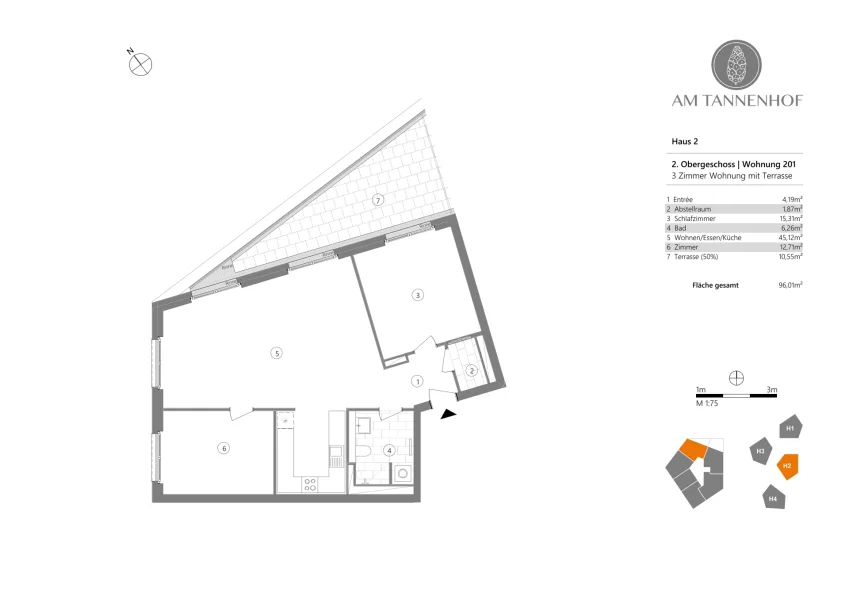 BAD Grundriss WE 2.201 - Wohnung mieten in Baden-Baden - 3-Zimmer-Wohntraum mit Dachterrasse, Keller und Tiefgaragenstellplatz