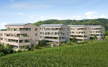 Unverbindliche Visualisierung Sonnenquartett - Wohnung mieten in Freiburg - Traumhafter Ausblick aus der obersten Etage