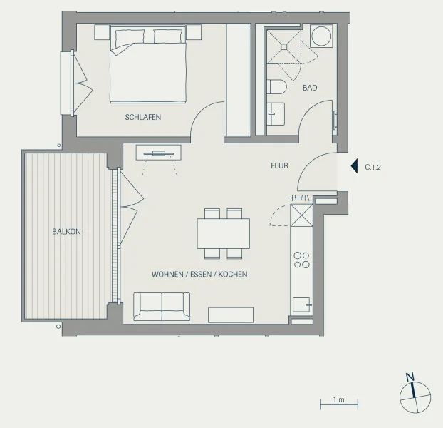 Wohnung C.1.2 im Obergeschoss