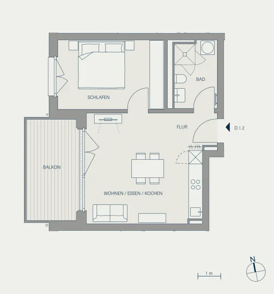 Wohnung D.1.2 im Obergeschoss