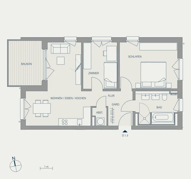 Wohnung D.1.3 im Obergeschoss