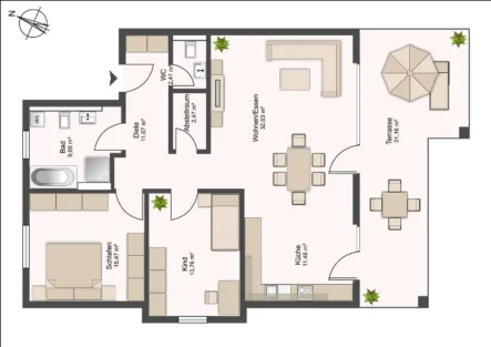 we2 - Wohnung kaufen in Engen - Neubau 3-Zimmer EG Wohnung Engen mit Tiefgarage und Garten