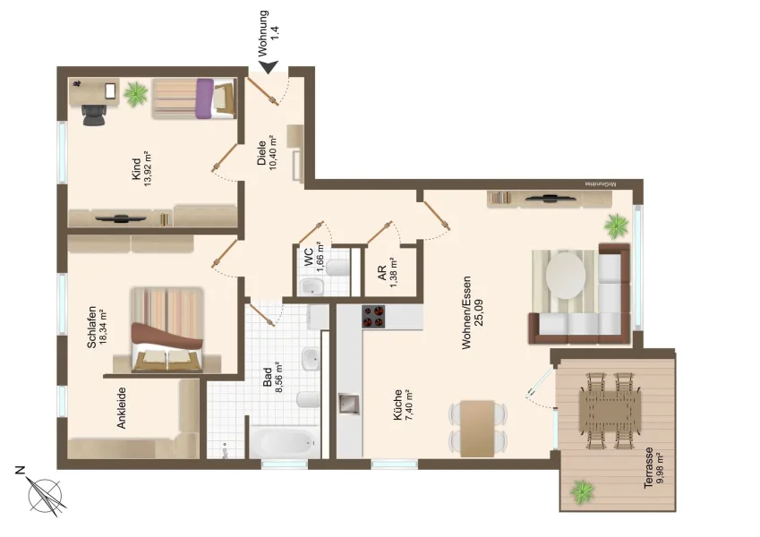 Wat_WE4 - Wohnung kaufen in Tengen - Großzügig geschnittene 3-Zimmerwohnung mit Balkon im 1.Obergeschoss!