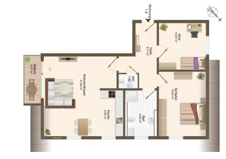 Wat_WE9 - Wohnung kaufen in Tengen - Traumhafte 3-Zimmerwohnung im DG mit perfekter Grundrissgestaltung