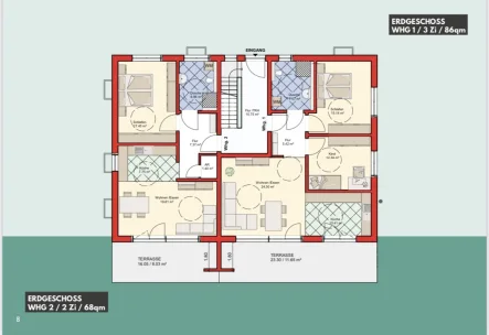 WE1_WE2 - Wohnung kaufen in Frittlingen - Neubauprojekt in Frittlingen. 6-Familienhaus. 3-Zimmer EG Wohnung mit Terrasse