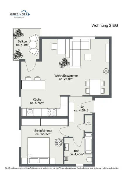 Wohnung 2 EG - 2D Grundriss