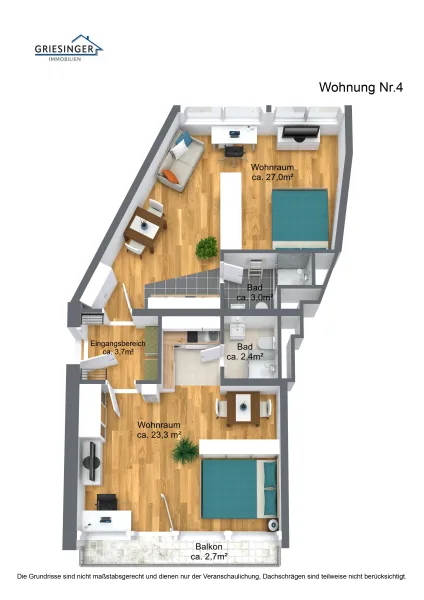 Wohnung Nr.4 - 3D Grundriss