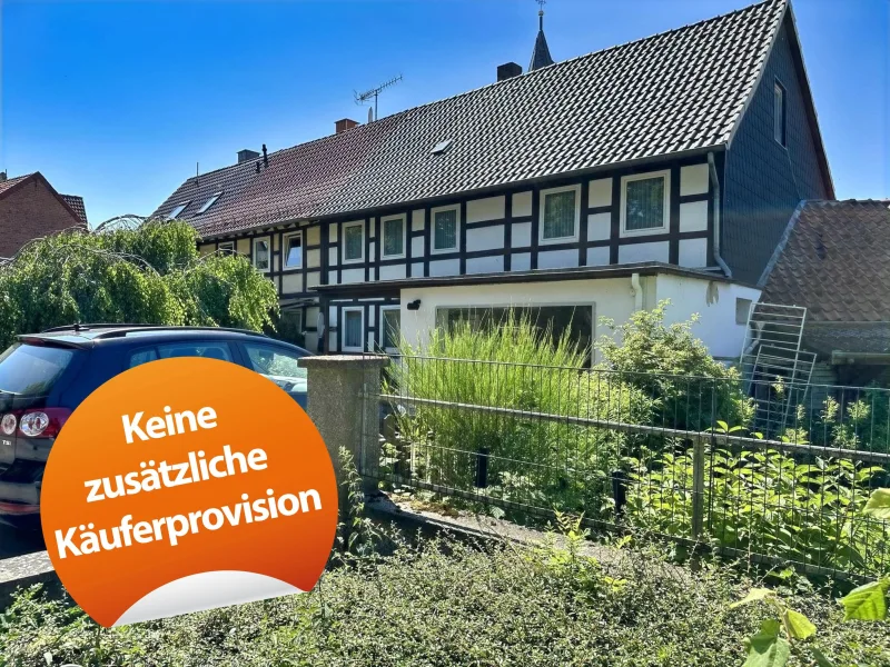 Außenansicht - Haus kaufen in Lamspringe - Lamspringe-Sehlem: Reihenendhaus mit Anbau, ohne Käuferprovision