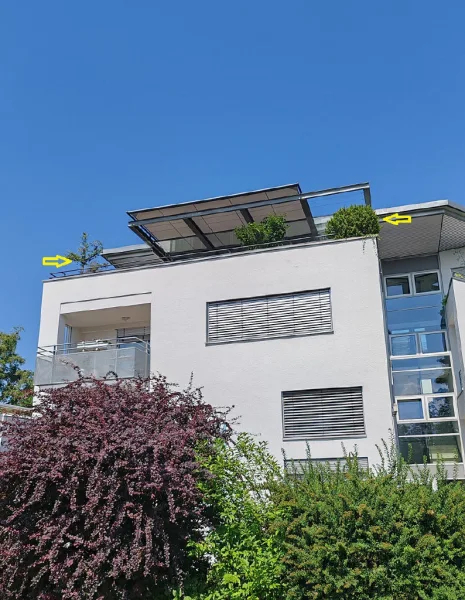 Ansicht Terrasse - Wohnung kaufen in Reutlingen-Römerschanze - Ganz oben wohnen - Einziehen und Wohlfühlen