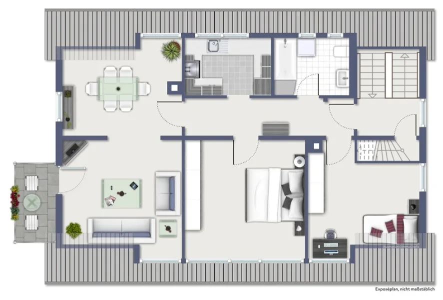 Wohnungsplan - Wohnung mieten in Neckartenzlingen - 3 Zimmer Mietwohnung