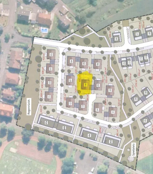 Bauplatz Nr. 8 - Grundstück kaufen in Rastatt - Baugrundstück für ein 1-FH mit 441m² Neubaugebiet Vogelsand