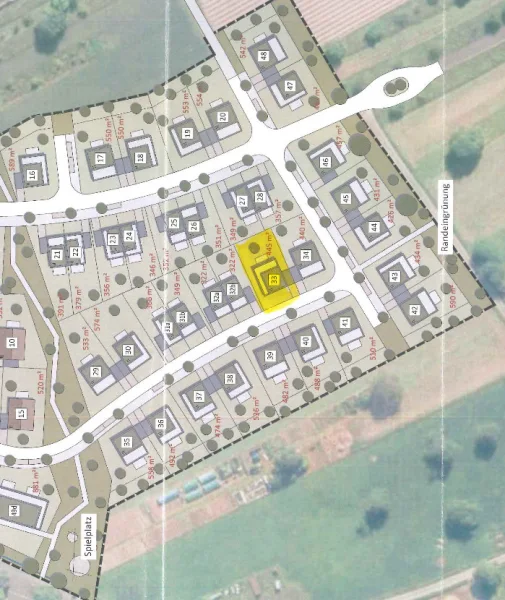 Grundstück Nr. 33 - Grundstück kaufen in Rastatt - Baugrundstück für ein 1-FH mit 445m² Neubaugebiet Vogelsand