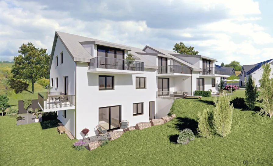 Ansicht Garten - Wohnung kaufen in Engelsbrand / Salmbach - Gemütliche 3-Zimmer-Wohnung mit Balkon