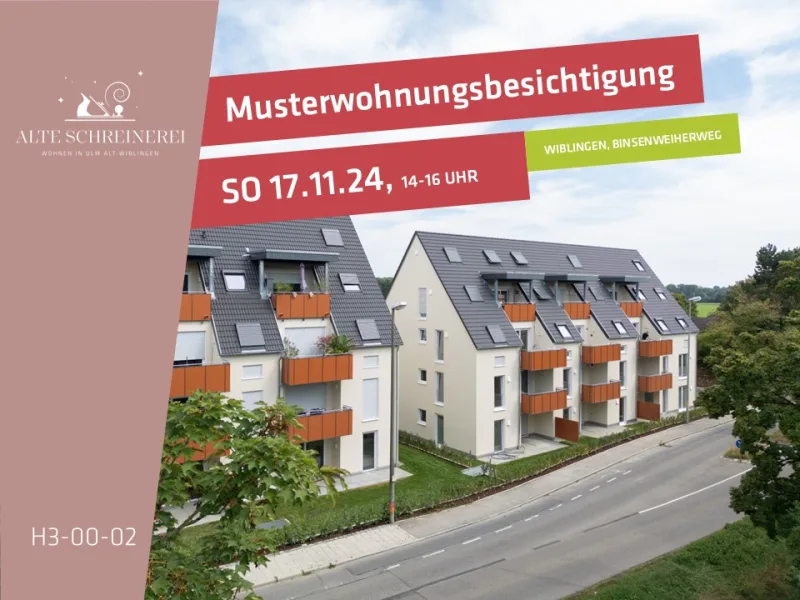 H3.00.02 - Wohnung kaufen in Ulm / Wiblingen - Ab sofort Bezugsfertig | 3-Zimmer Erdgeschosswohnung mit Terrasse und Gartenanteil | H3.00.02